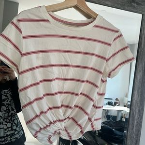 All Saints White and Red Striped Top